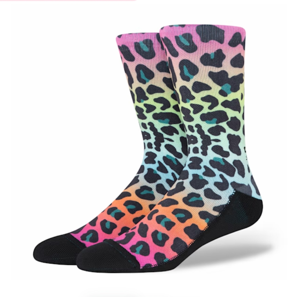 🆕 CROCSSOCKS NEON ANIMAL PRINT CREW SIZE L/XL (11-16) 🆕